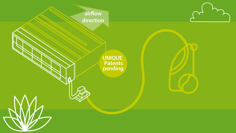 Illustration of Daikin auto-cleaning filter kit for concealed ceiling air conditioning unit 